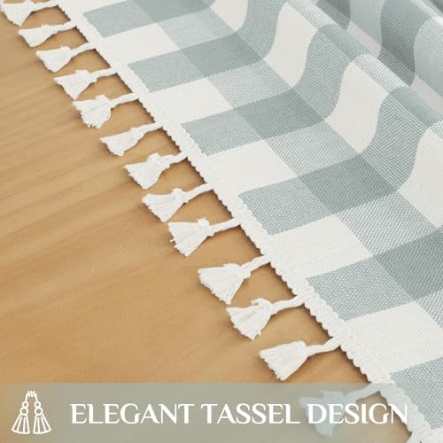 Softalker Gingham Square Tablecloth with Tassel, Aqua, 55" x 55"