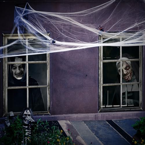 Newwiee 2 Pcs Scary Halloween Curtain Window Silhouette Cover, Monastery