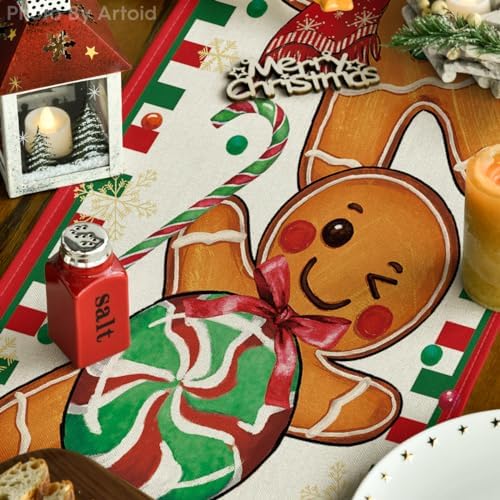 Artoid Mode Gingerbread Xmas Table Runner Home Party Decor 13x60 Inch