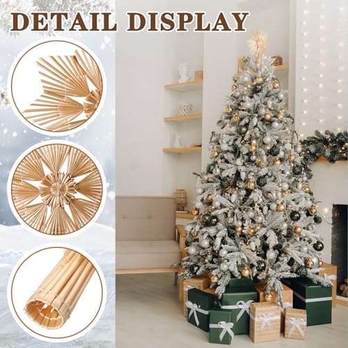 Lineshading Straw Star Tree Topper 10x12 Scandinavian Snowflake,Classic