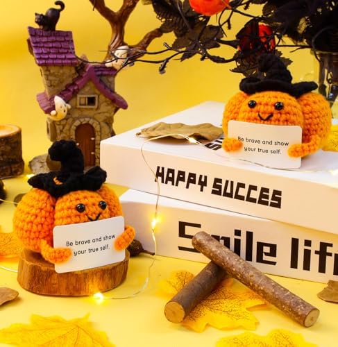DUQGUHO Halloween Small Decor Bulk Emotional Postive Support Crochet Cute Stuff Pumpkin Gifts 1PC