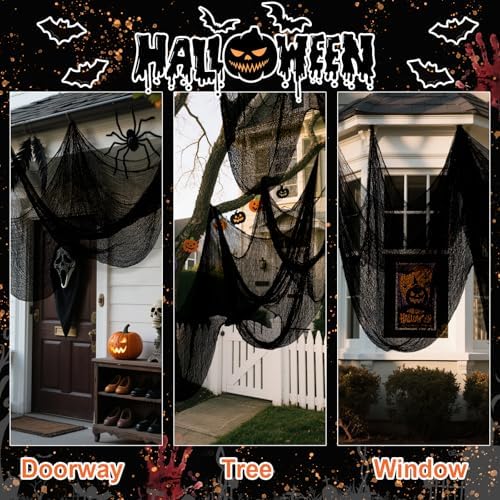 Land Guard Halloween Gauze Cloth, Black Creepy Cloth, 40×200 Inch Creepy Fabric Halloween for Haunted House Supplies, Party Outdoor, Indoor