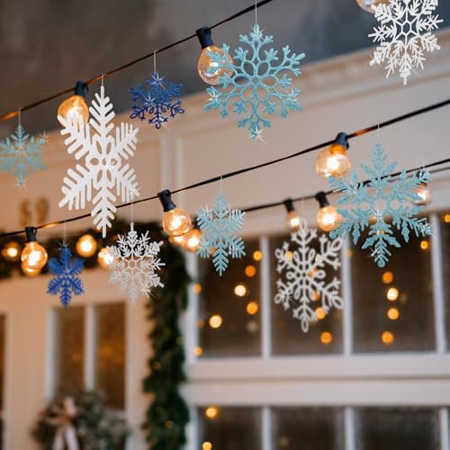12" Hanging Snowflake Decorations, Large Snowflakes Ornaments White