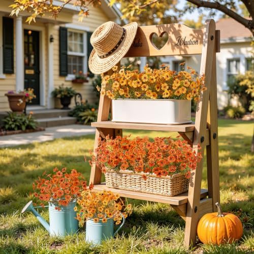 Alupssuc 24 Bundles Artificial Fall Flowers, UV Resistant Faux Mums Porch