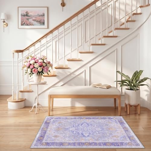 RELEANY Washable Area Rug, Small 2'6"x4', Purple