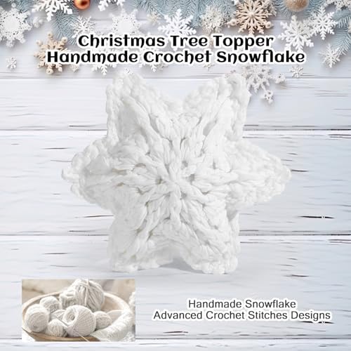 Syhood 10 Inch Snowflake Christmas Tree Topper, Crochet Snowflake Decor