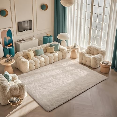 Ophanie 5x7 Area Rugs for Living Room Ivory, Fluffy Shag Large Fuzzy Plush Soft Rug, Shaggy Floor Big Carpets for