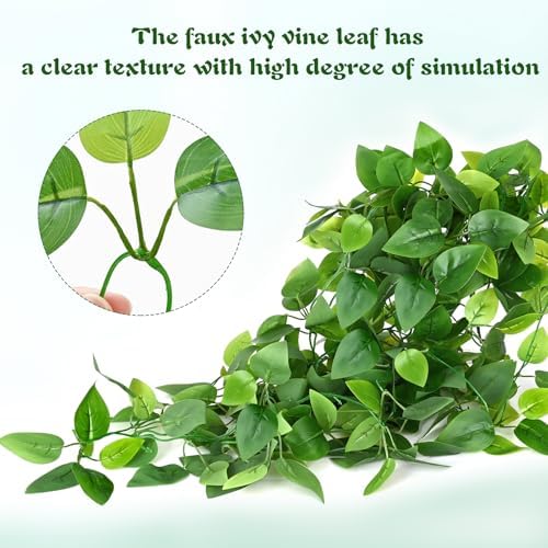 Waipfaru Fake Hanging Plants, 4Pcs Faux Ivy Pothos Vines Greenery