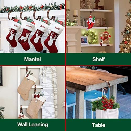 MSHALADE Christmas Stocking Holders for Mantle Set 4,Lightweight Stocking Holder No-Slip Stocking Hangers for Mantel Fireplace,Adjustable Mantel Stocking Hooks