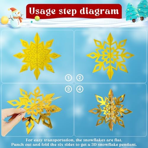 Paper Snowflake Gold Christmas Ornaments