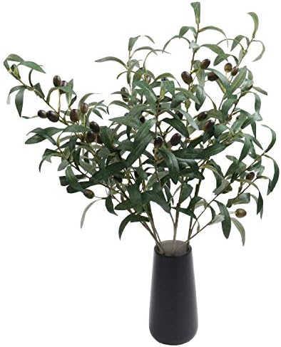 Artificial Olive Branches for Vases Greenery Olive Stems Faux Tree / 28" Tall / 28 Inch / Set of 4