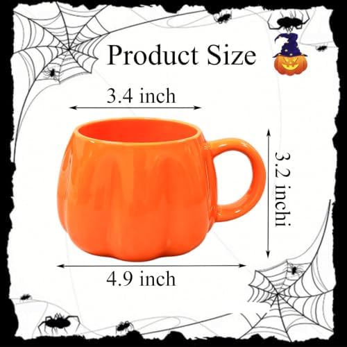 HS&ROXIN Halloween Mug Novelty Pumpkin Mug 3D Cute Ceramic Halloween Coffee Cup Spooky Fall Cup Decor and Christmas Birthdays Party Gifts for Kids and Adults (Pumpkin)