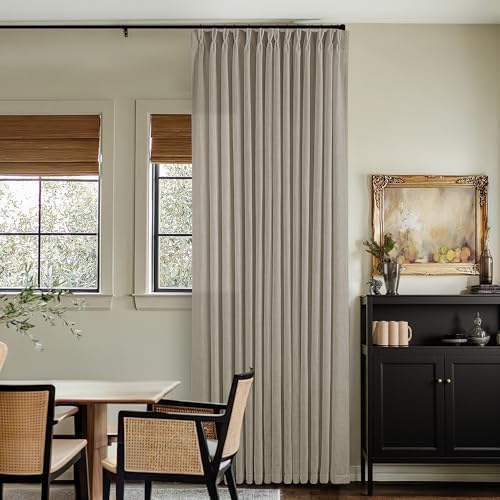 TWODRAPES Burlywood Birch Taupe Pinch Pleated Linen W60xL102 Inch Curtains