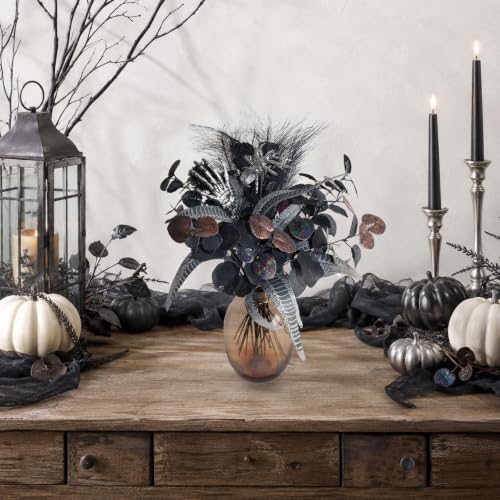 25 Pcs Black Halloween Floral Picks Gothic Bouquet Decor 17"
