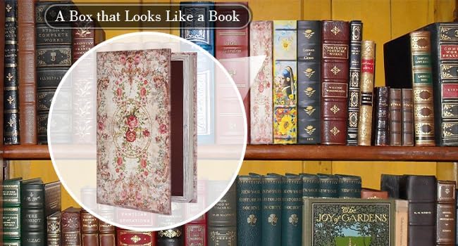 Book Box Decorative Storage Box Faux Wood / Rose Pattern