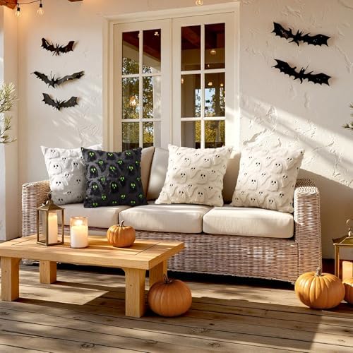 MIULEE Black Halloween Pillow Covers Cute Ghost Decor Set of 2 18x18