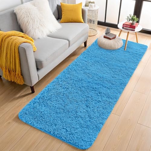 OLANLY 2x4 Machine Washable Runner Rugs for Hallway, Soft Fluffy Shaggy Bedside Rugs for Bedroom, Living Room, Indoor