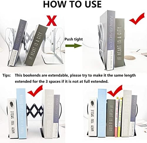 Adjustable Bookends Metal Book Ends for Heavy Book Holder Heavy Duty Bookends Nonskid / Black-round