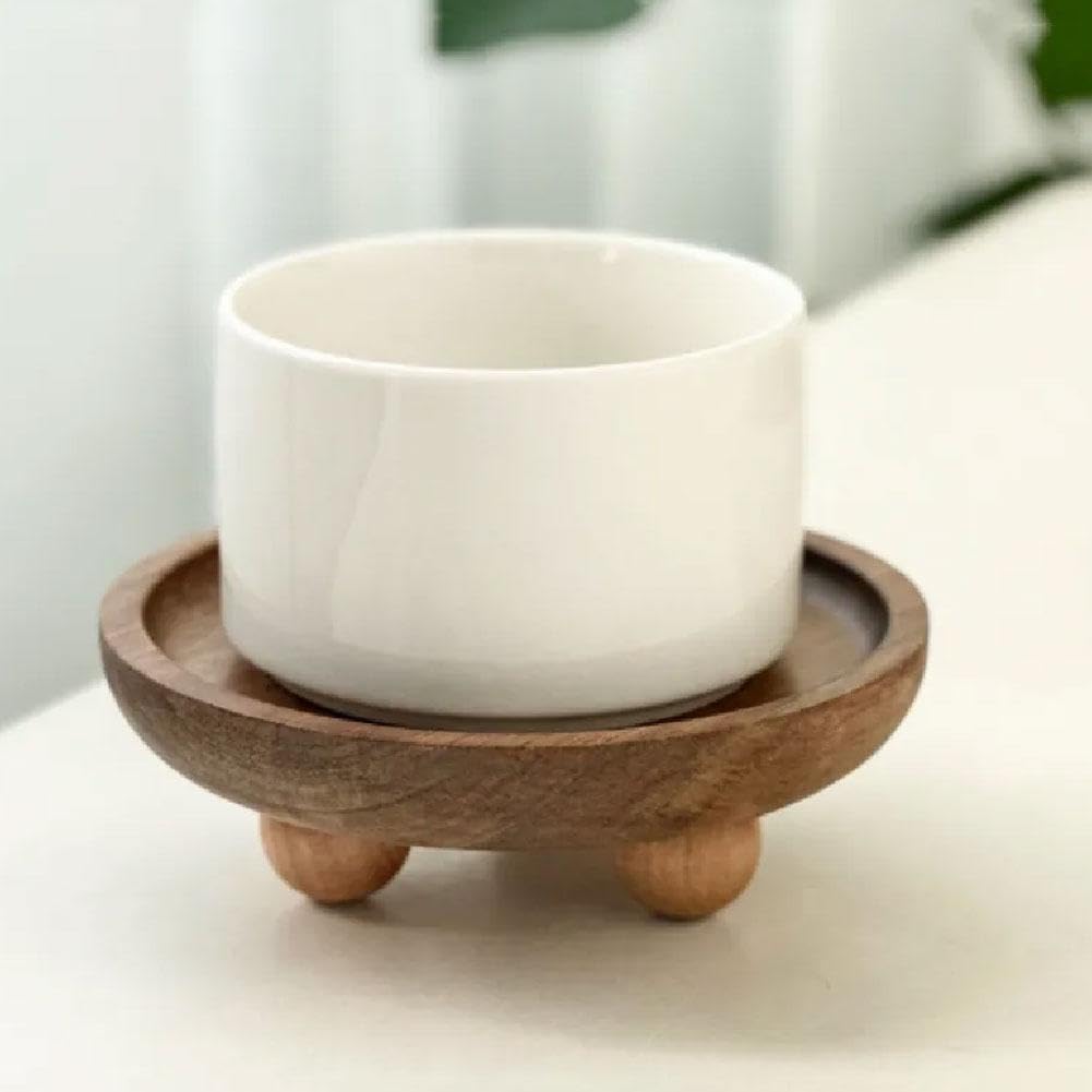 Wood Pedestal Stand for Farmhouse Tabletop Entry Table Centerpieces Decor / Circle / 7 Inch