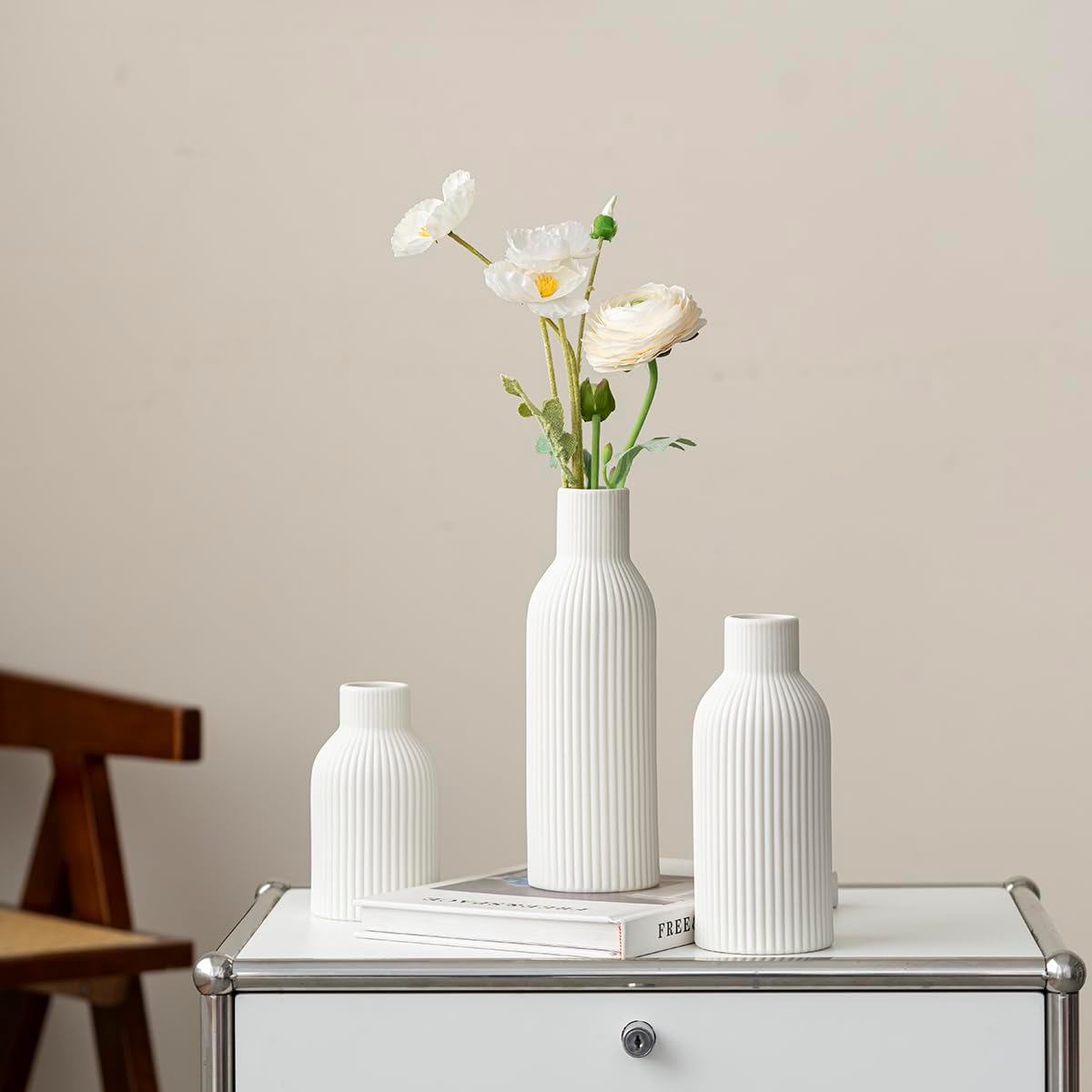 Modern Ceramic Vases / White / Set of 3
