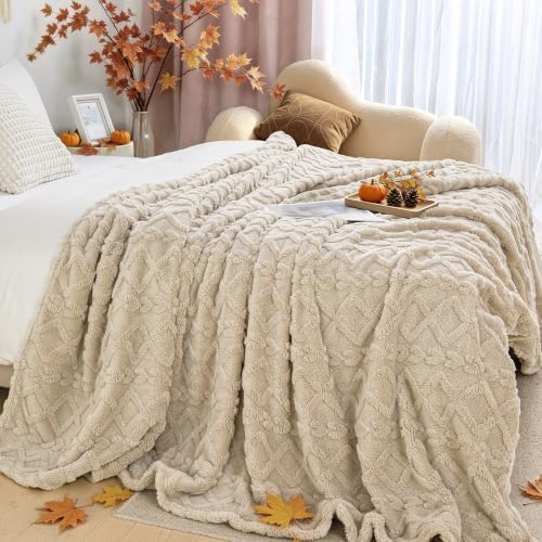 Aganear Fleece Throw Blanket for Couch Sofa 60"x80" Khaki