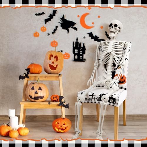 FuWeave 6 Pcs Halloween Chair Covers Spooky Ghost Dining Chair Covers