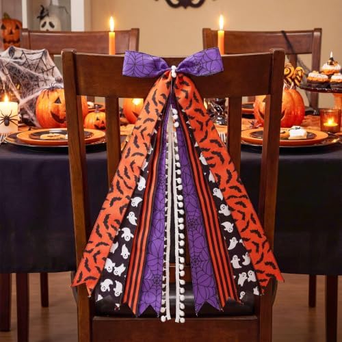1 Pack Halloween Large Wreath Ribbon Bow for Front Door