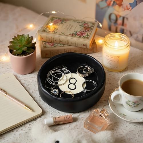 Ball 8 Jewelry Tray Trinket Dish 8 Ball Jewelry Tray Dish Desk Decor Resin Earrings / Black