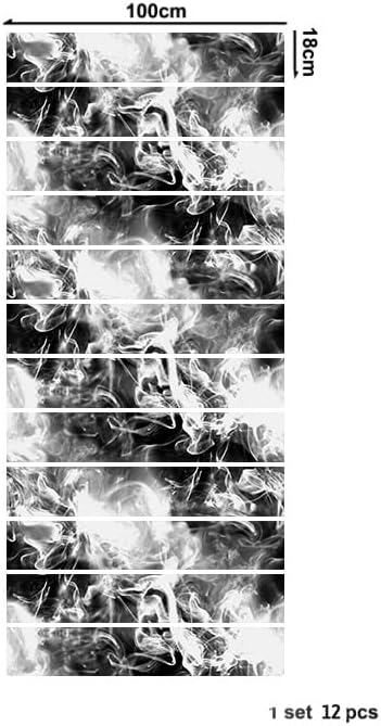 Peel and Stick Removable Novelty White Smoke Risers Stairs / Gss080 / / SET / Black / Set of 12