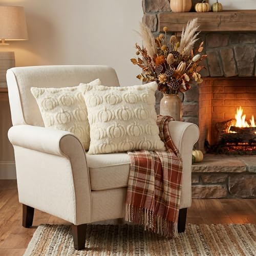 AVOIN colorlife Beige Fall Pumpkin Throw Pillow Covers 20x20 Inch