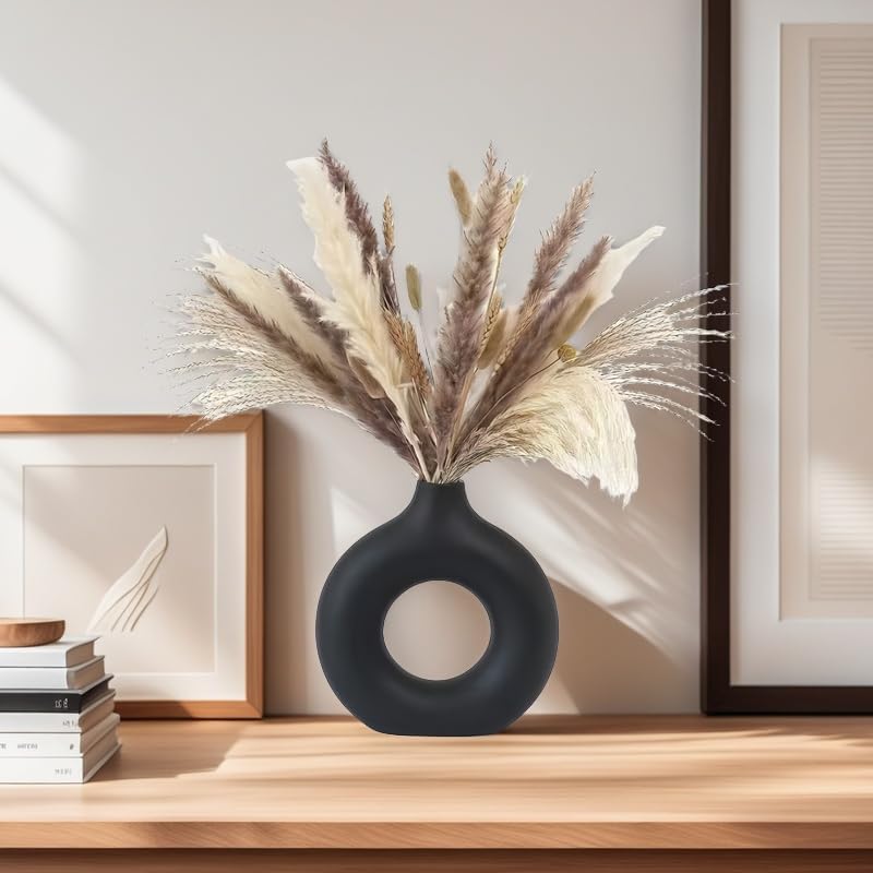 Modern Vase / Modern Donut-Shaped Decorative Vases / Black / Small