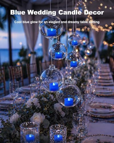 Homemory 12-Pack Blue Flameless Battery Tea Light Candles, 200+ Hours