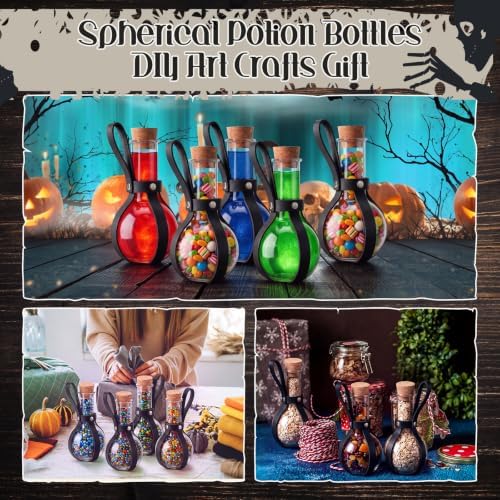 Baderke 6 Set 3oz Plastic Potion Bottle with Cork Stopper, Black