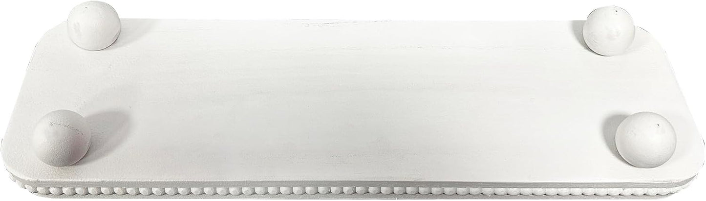 Oval Wooden Decorative Tray / White
