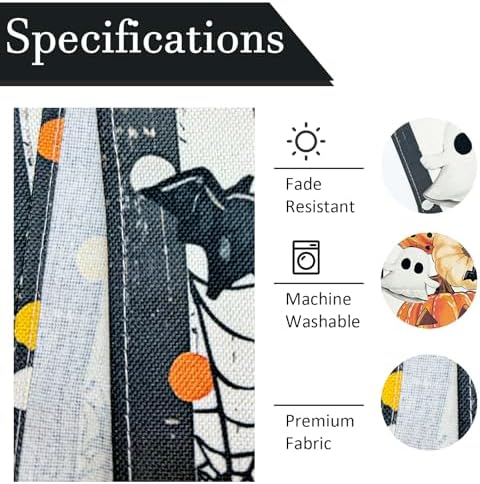Niviy Halloween Table Runner Bat Ghost Pumpkins Web Pattern Table Decoration for Halloween Home Kitchen Dining Outdoor Indoor Holiday Farmhouse Decor 13 x 90 Inch