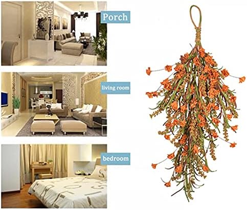 Ochine 25 Inch Autumn Fall Harvest Swag Wreath Decor - Artificial Wheat Ears Farmhouse Decorative Hanging Floral Garland for Home Front Door Wall Thanksgiving Halloween Decorations