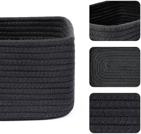 Woven Rope Baskets / L11.5xw7.5xh4.7 / Black / Set of 3