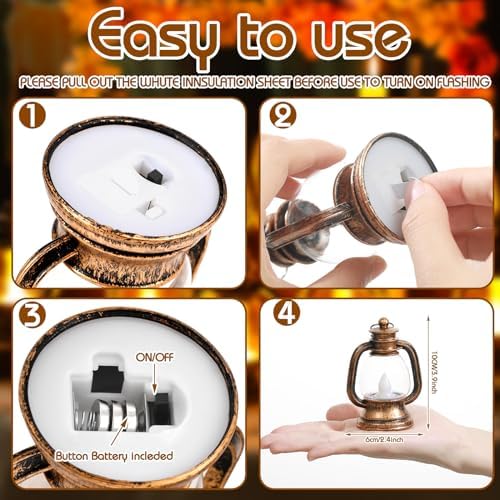 Ferraycle 48 Pcs Mini Lanterns 4 Inch Retro Gold Lamp Table Centerpieces