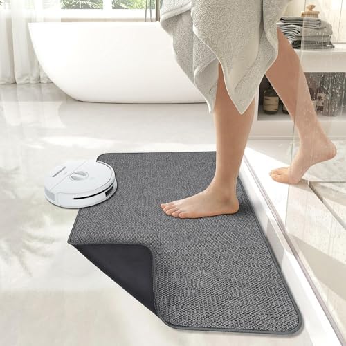 Bath Mat,Ultra Thin Bathroom Rugs,Rubber Bath Mats for Bathroom,No Slip Bath Rug,Quick Dry,Machine Washable,Low