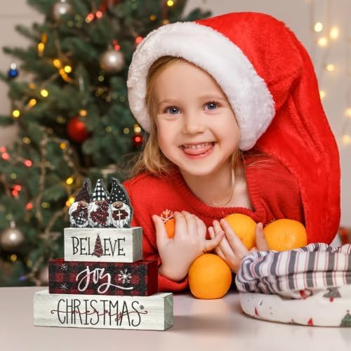 Smile Christmas Wooden Sign Tabletop Decor Gnome Believe Joy