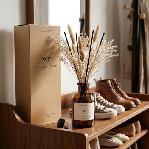 WEALD TRIBE Reed Diffuser Set for Bathroom Air Fresheners, Oil Diffuser Sticks | White Jasmine Scent 4.0 fl oz Home