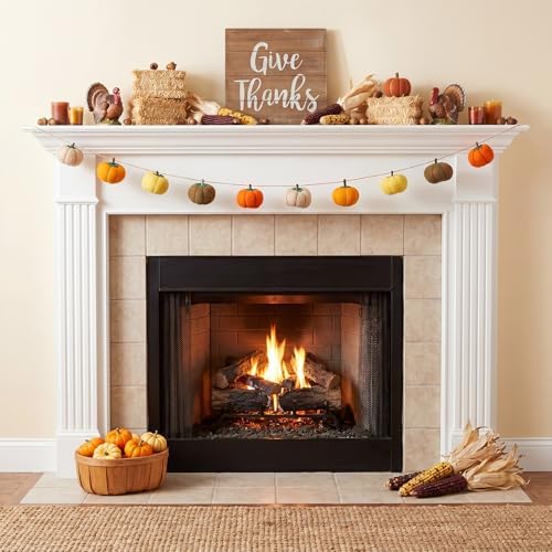 Yinder 8.2 ft Fall Pumpkin Felt Garland Autumn Decoration for Home Hanging Felt Pumpkin Banner Harvest Thanksgiving Garland Halloween Party Decor for Mantel Fireplace Farmhouse