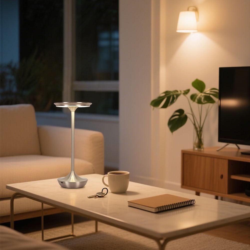 EJQ Cordless Table Lamp Rechargeable, 6000mAh Battery Operated LED Table Lights Outdoor Portable Touch Dimmable Table