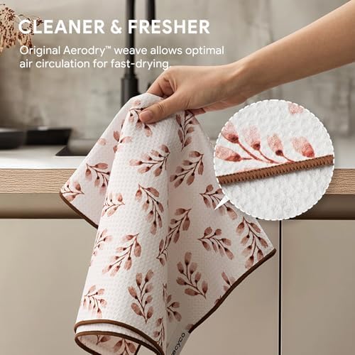 RECYCO Waffle Kitchen Towel Set of 2 - Quick Dry Microfiber Sustainable Dish Towels - Ultra Absorbent Reusable Cleaning Tea Towels - Lightweight Hand Towels,16”x 28”, Terracotta