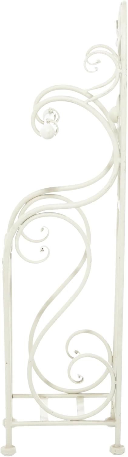 Deco 79 Metal Scroll Toilet Paper Holder with Space to Hold 3 Rolls, 8" x 6" x 24", Cream