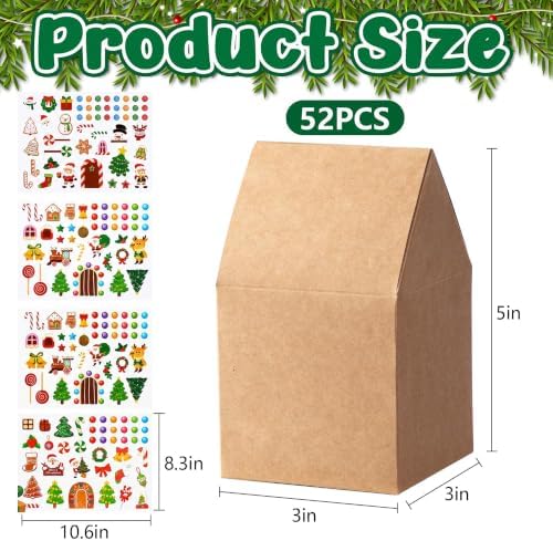 52 Set Christmas Gingerbread House Cardboard Craft Boxes with Stickers