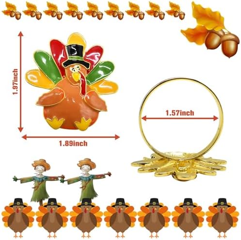Legigo Set of 6 Turkey Napkin Rings for Table Decorations- Thanksgiving Napkin Holder Fall Napkin Rings for Thanksgiving Dinner Wedding Banquet Family Gatherings Table Settings Decor Present