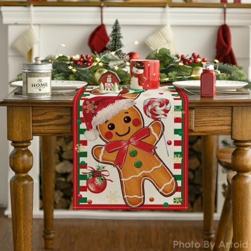 Artoid Mode Gingerbread Xmas Table Runner Home Party Decor 13x72 Inch