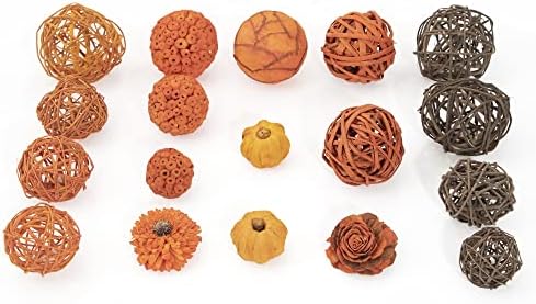 ANDALUCA Orange Decorative Vase Filler Bag with Mini Pumpkins, Orbs, Balls & Flowers Bowl Filler Decor (Pumpkin Orange)