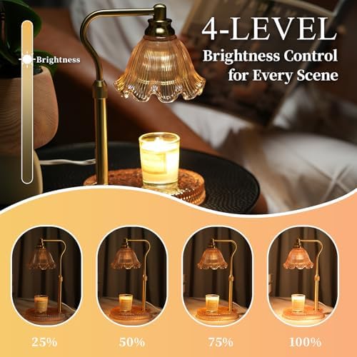 Flower Candle Warmer Lamp with Timer & 4-Level Dimmer, Adjustable Height